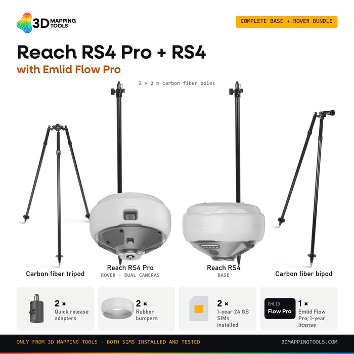 Emlid RS4 Pro + RS4 Base & Rover Bundle with Emlid Flow Pro